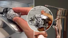 How to easily remove lime scale from your faucet - all you'll need is plain aluminum foil